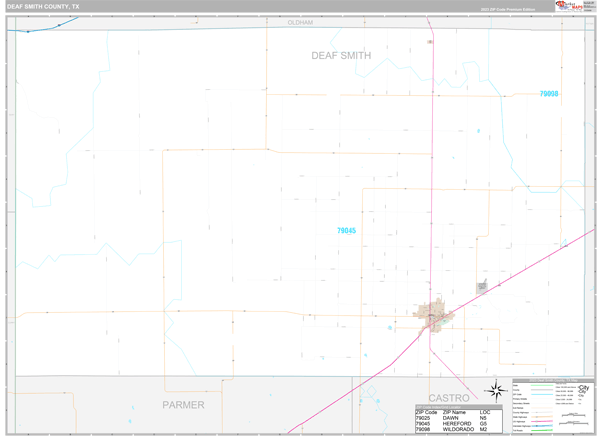 Deaf Smith County Wall Map Premium Style